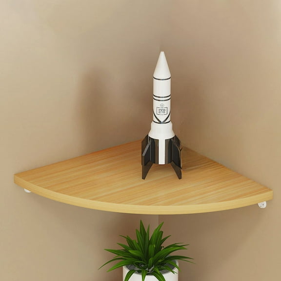 Floating Corner Shelf, Wall-Mounted Corner Rack, Light Wood Triangles Designs with Wall Mounts for Bedroom & Kitchen Display