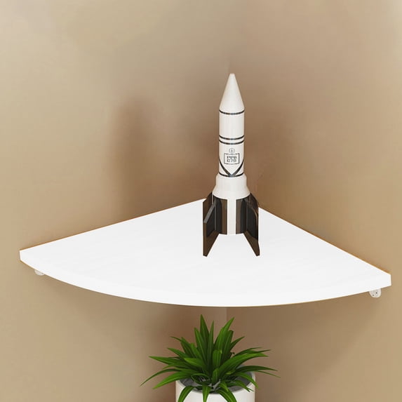 Floating Corner Shelf, Wall Mounted Wooden Rack for Bedroom, Bathroom, Living Room, or Kitchen, Space Saving Display Shelf