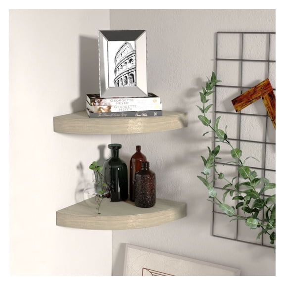 Floating Corner Shelves 2 pcs Oak 9.8"x9.8"x1.5" MDF