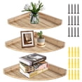 thumbnail image 1 of 3 Pcs/Set Floating Corner Shelves for Wall, Rustic Brown Wood Wall Mounted Corner Shelf for Bathroom, Corner Storage Shelves Corner Organizer for Bedroom Kitchen, 1 of 6