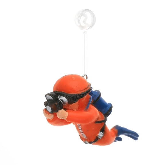 Floating Diver Aquarium Decoration, Creative Scuba Diver Ornament with Camera PVC Doll, Small Fish Tank Underwater Scene Decor, Suspended Floating Effect(2.4Inch,Red)