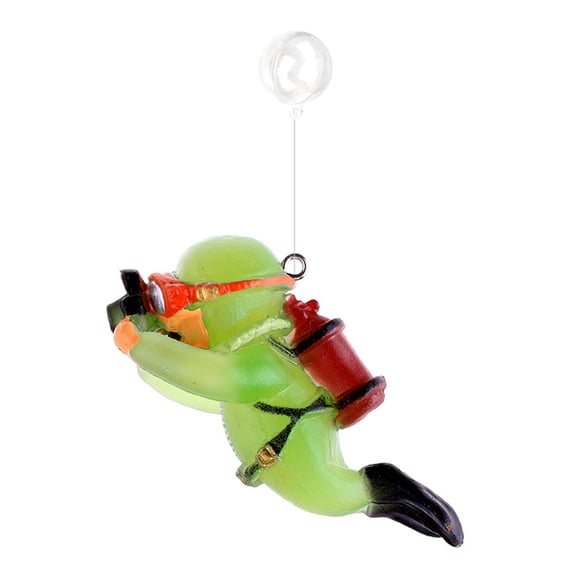 Floating Diver Aquarium Decoration, Creative Scuba Diver Ornament with Camera PVC Doll, Small Fish Tank Underwater Scene Decor, Suspended Floating Effect(2.4Inch,Green)