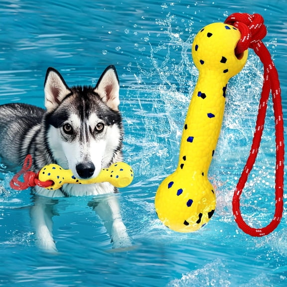 Floating Dog Pool Toy – Durable E-TPU Dog Water Toy for Fetch & Chew, Bright Floating Dogs Toys for Pool, Beach & Outdoor Play – Dogs Beach Essentials (Yellow Stick)
