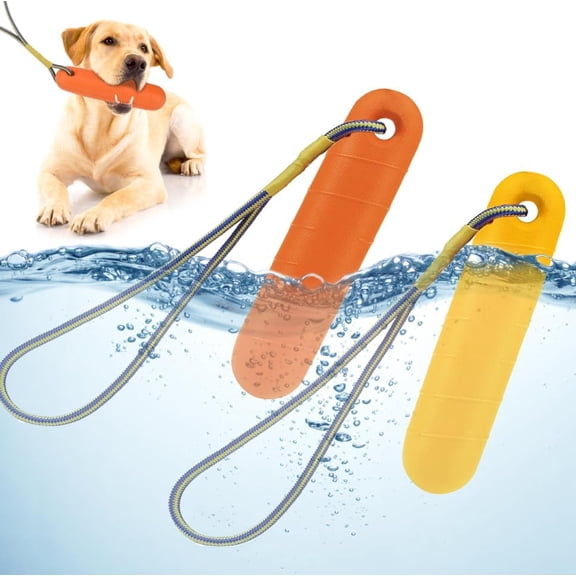 Floating Dog Toys for Water Fetch, 8.5" Dog Water Toy for Medium Large Dogs, Tough Interactive 2 Pack Fetch Bumpers with Durable Rope for Summer Training Teething Outdoor Pool
