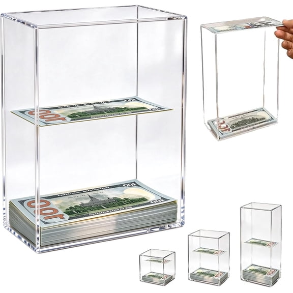 Floating Dollar Bill Bank, Clear Acrylic Savings Challenge Box Large Capacity Reusable Box With Floating Cash Display for Saving Plans, Gifts