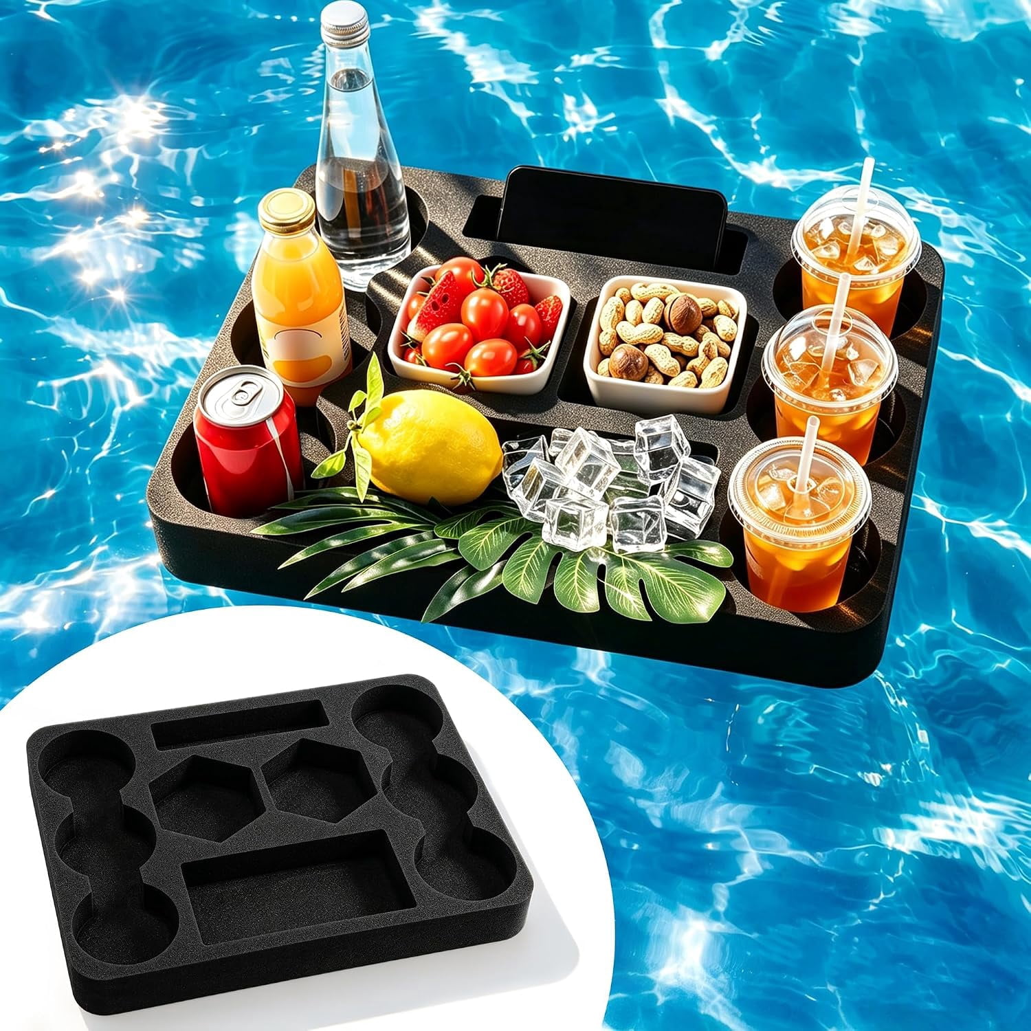 Floating Drink Holder Floating Table for Pool & Hot Tub, Rectangle ...