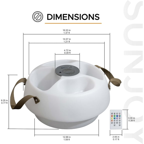 Floating Drink Holder with Ip66 Waterproof Bluetooth Speaker, Floating Pool Beverage Tub, Portable Bluetooth 5.0 Pool Speaker with RGB Light and Remote Controller