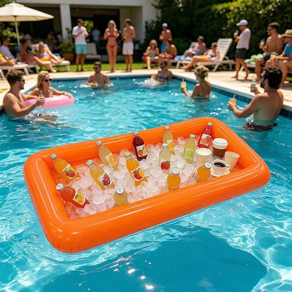 Floating Drink Holder for Pool, Inflatable Refreshment Table Tray Beach Party Float Lounge Outdoor Cup Holder Portable Serving Bar