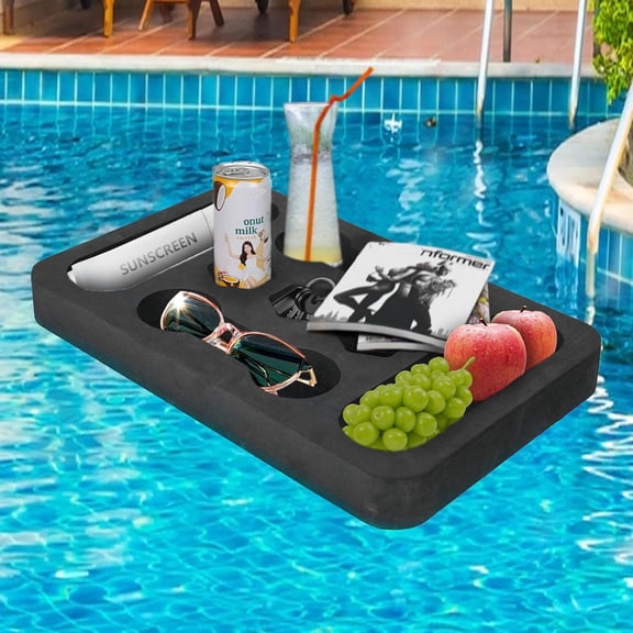 Floating Drink Tray for Pool & Tub, Non-Inflatable Serving Food Holder for Beach & Spa, Drink Floaties, Float Mini Table, Clever Swiming Accessory, Versatile Refreshment Bar for Party