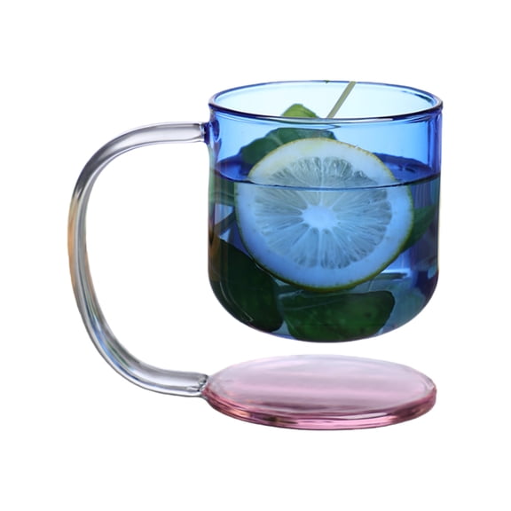 Floating Effect Glass Mug Heat Shock Resistant With Comfort Handle and Base Coffee Beverage Cup For Home Use