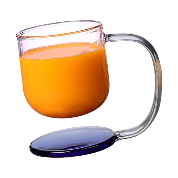 Floating Effect Glass Mug Heat Shock With Comfort Handle and Base Coffee Beverage Cup For Home Use