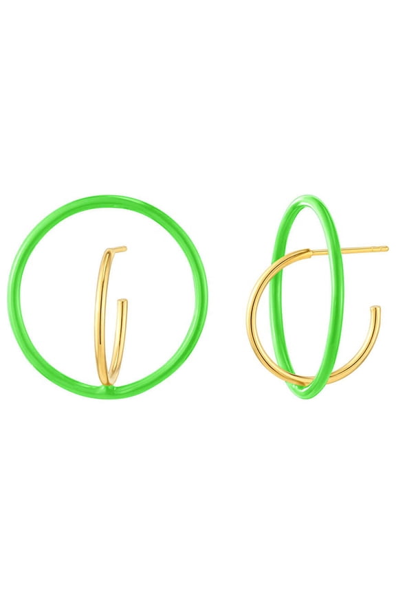 Floating Enamel Hoop Earrings