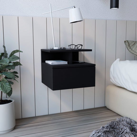Floating End Table | Wall - Mounted Design, Multi - Use in Rooms | High - Quality Particle Board | Utilizes Floor Space in Small Bedrooms
