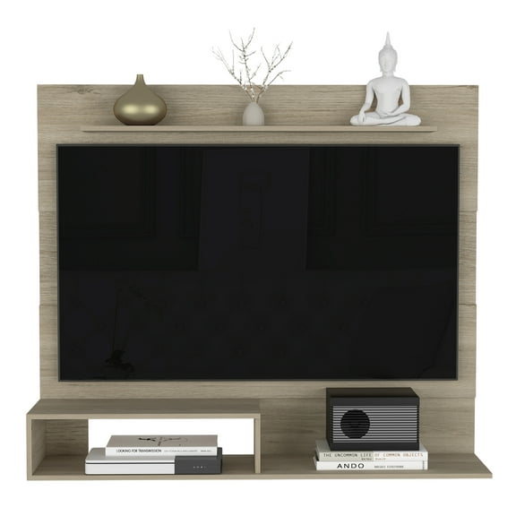Floating Entertainment Center Albuquerque, Space for TVs up to 55", Light Pine Finish Media Console Storage Cabinet
