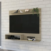 Floating Entertainment Center For 55" Tvs - Beige, Particle Board, With Two Shelf Areas Tv Equipment And Organization Industrial Style, Compartments