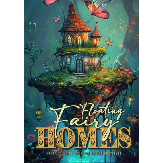 Floating Fairy Homes Fairy Coloring Book for Adults Grayscale: Whimsical Houses Coloring Book Grayscale Fairy Houses Col, (Paperback)