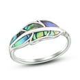thumbnail image 1 of Floating Feather Abalone Shell Inlays Sterling Silver Ring-5, 1 of 9