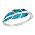 thumbnail image 1 of Floating Feather Reconstructed Blue Turquoise Inlays Sterling Silver Ring-7, 1 of 6