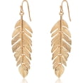 thumbnail image 1 of Humble Chic Floating Feathers Dangle Earrings - Gold Long Hanging Leaf Drops, 1 of 9