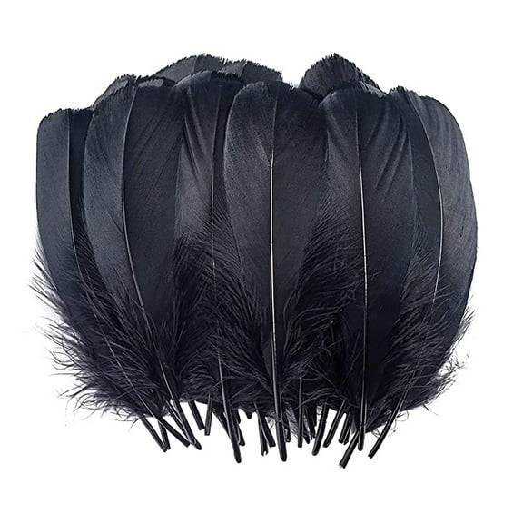 Floating Feathers, Gaqring Natural Large DIY Hair Decorations, 100-Pack 5-7 Inch Multicolor Feathers for Wedding Party Masks Accessories, Black