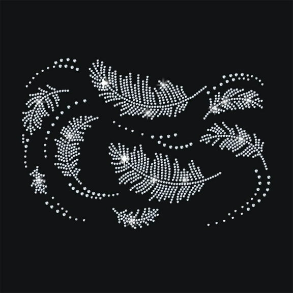 Floating Feathers Iron on Rhinestones Transfer 11.7x8.3 Inch Heat Transfer Decal Bling Decals Heat Transfer Patch Clothing Repair Applique