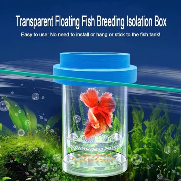 Floating Fish Breeding Isolation Box for Aquarium Tank Plastic Mesh Hatchery Incubator Breeder Box for Baby Fish Betta Shrimp Clownfish Guppy (Blue, Large)