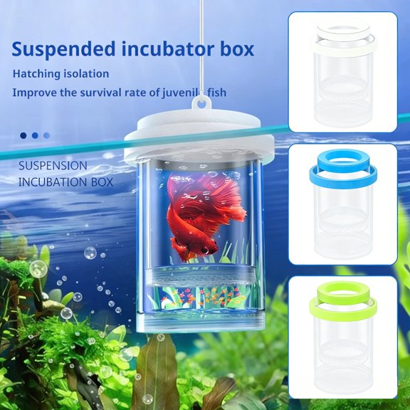 Floating Fish Breeding Isolation Box for Aquariums Blue Plastic Mesh Hatchery for Small Aquatic Life and Shrimp Protection
