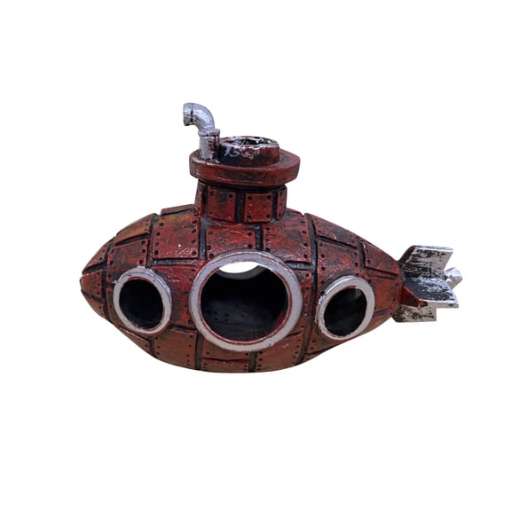 Floating Fish Tank Decoration, Little Cute Retro Submarine Aquarium Decoration with Two Float Balls, Resinous Fish Tank Accessorie, Safe Fish Toy for Betta Cichlid Goldfish Shrimps Hermit Crabs