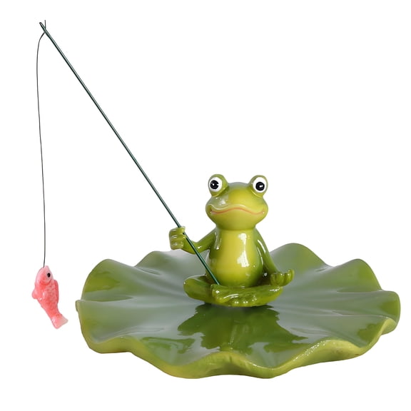 Floating Fishing Frogs Miniature Figurine Weather Resistant Resin Craft Ornament For Garden Pond Water Feature Decors