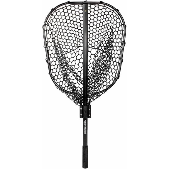 Floating Fishing Net with Rubber Netting | 16" x 19" Hoop, 11" Depth, 56" Telescoping Aluminum Handle | Snag-Free Landing Net for Kayak, Canoe, or Boat Anglers | Black