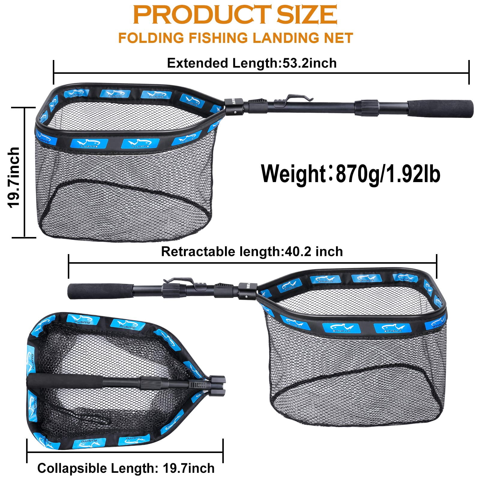 Floating Fishing Net For Steelhead  Salmon Fly Kayak Catfish Bass Trout Rubber Coated Foldable Landing With Fixed Or Telescoping Pole Handle Gear And Gifts Men