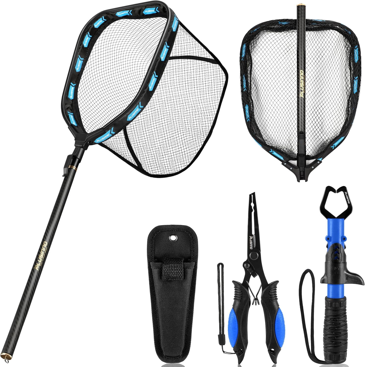 Floating Fishing Net with Telescoping Handle, Carbon Fiber Ultralight Long Fish Net, Collapsible Landing Net 6.56/7.86Ft, Fishing Gear Kayak Accessories for Bass Trout Salmon