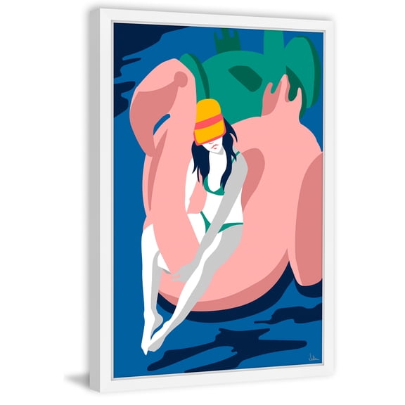 Floating Flamingo II Framed Painting Print