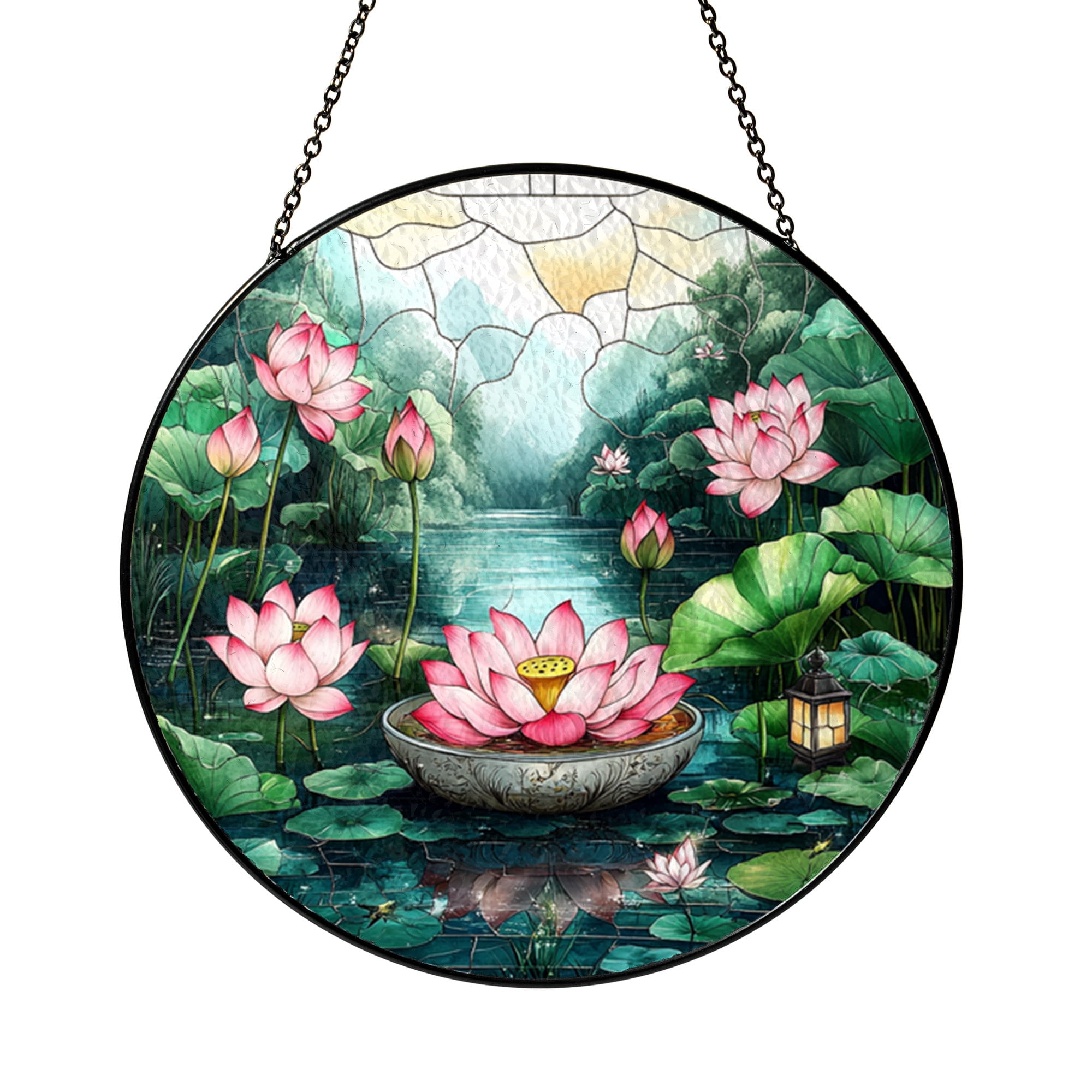 Floating Flower Window Decor in Stained Glass Style – Nature Art ...