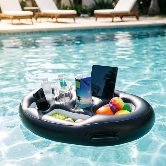 Floating Food Tray for Pool - Buoyant Organizer and Hydration Dispenser Plate for Swimming Pools Lightweight Inflatable Design Easy Floatation Accessory