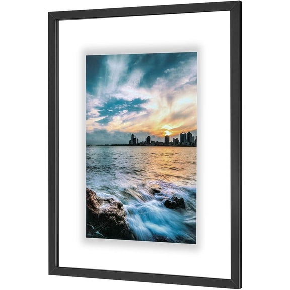 Floating Frame, Wood Double Glass Float Picture Frame Display Photos Plant or Petal Specimens for Wall Hanging - Mounting Kit Included