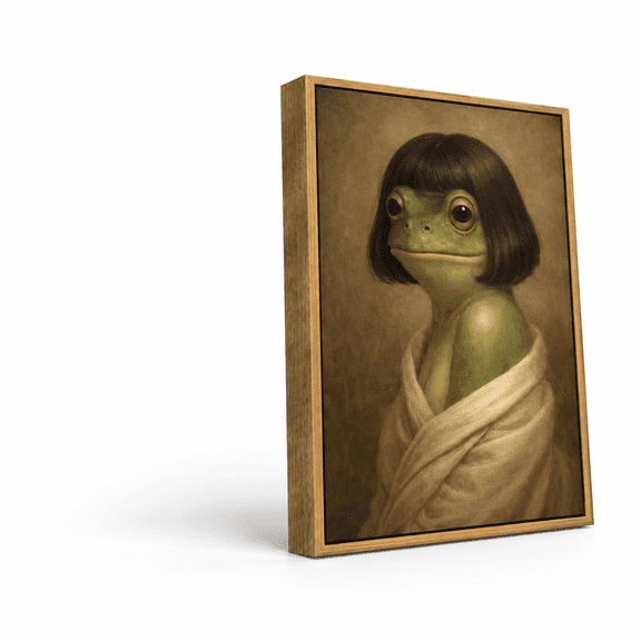 Floating Framed Whimsical Frog Canvas Wall Art Funny Bathroom Decor Eclecticl Printer Vintabstract Picture Artwork For Bedroom Ho