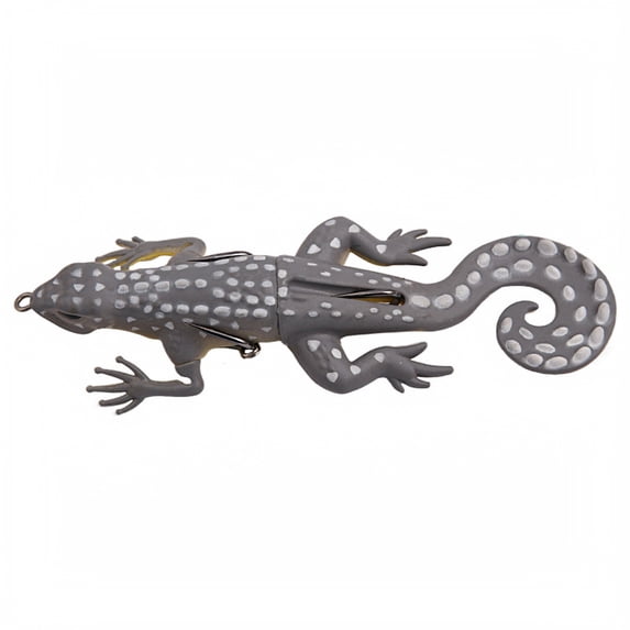 Floating Gecko Soft Fishing Lure, Lifelike Lizard Creature Bait with Curly Tail and Hooks for Bass and Pike, Tan Spot, 5.31 Inch