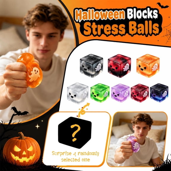 Floating Ghost Cube Blind Box Slow Rising Sensory Toy, Random 8 Style Soft PU Cube Collectible Desk Fidget Toy