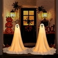 thumbnail image 1 of Floating Ghost Decor - LED Halloween Yard Light with Adjustable Height, Battery Powered Scary Props for Porch/Haunted House/Party Decoration, 1 of 4