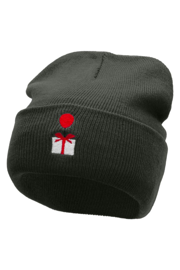 Floating Gift Embroidered 12 Inch Long Knitted Beanie - Dk Grey OSFM