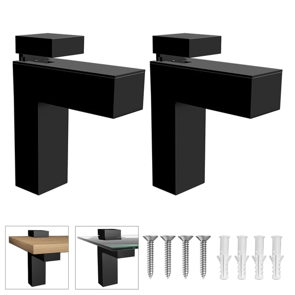 Floating Glass/Wood Shelf Bracket 6 Pcs Adjustable Clamp for 3~28mm Glass & Wooden Shelves, Heavy Duty Zinc Alloy Hardware, Rust Resistant for Bathroom Storage