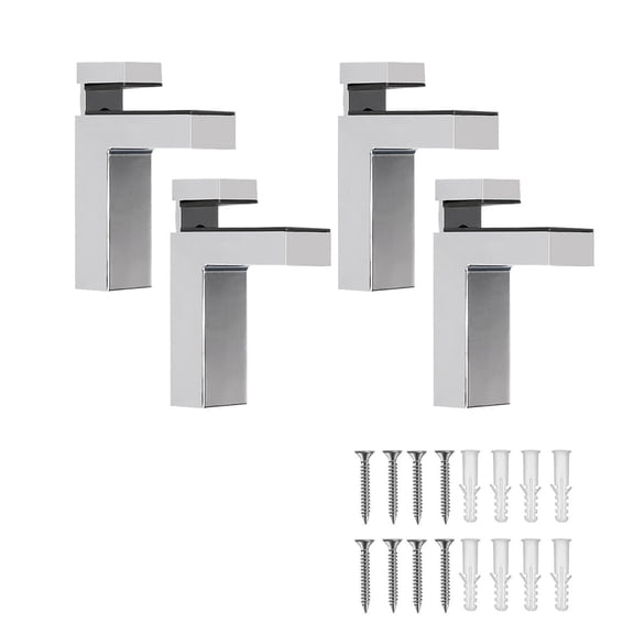 Floating Glass/Wood Shelf Bracket 6 Pcs Adjustable Clamp for 3~28mm Glass & Wooden Shelves, Heavy Duty Zinc Alloy Hardware, Rust Resistant for Bathroom Storage