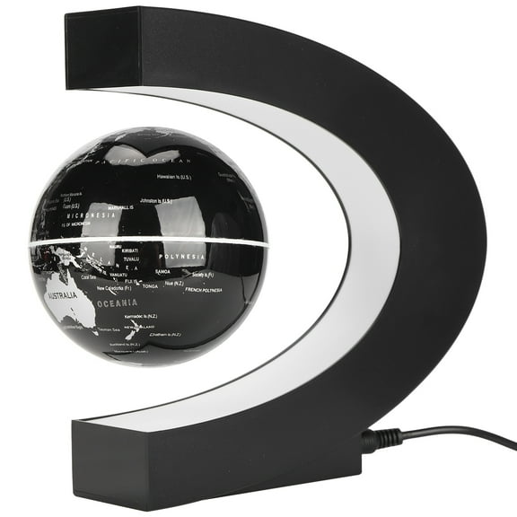 Floating Globe C Shape Base LED Light Levitation World Map Ornament 100-240V,Floating Globe Ornament,LED Light Magnetic Floating Globe