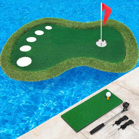 Floating Golf Green for Pool, Floating Chipping Green Mat with Ball Retriever for Pool/Lake, No Drifting Floating Golf Putting Turf Game Set for Golfers
