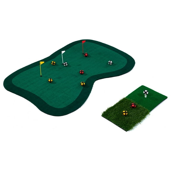 Floating Golf Hitting and Putting Green Mat with Accessories by Big Sky