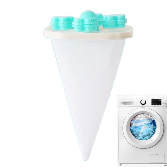 Floating Hair Filtering Mesh Removal Bag for Washing Machine, Reusable Lint Trap Catcher for Pet Fur and Debris, Universal Laundry Filter Net Bag, Green