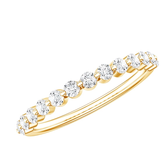 Rosec Jewels Floating Half Eternity Ring with Round Moissanite for Women (D-VS1 Quality), 10K Yellow Gold, US 10.00