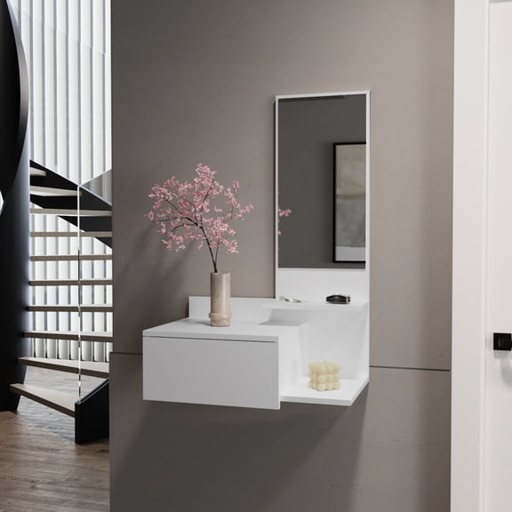 Floating Hallway Cabinet with Mirror / Quick Appearance Checks