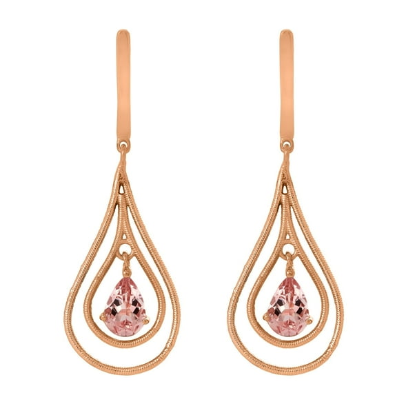 Floating Halo 0.70 Ctw Morganite Dangle Women Mother's Day Gift Engagement Earrings 925 Sterling Silver Rose Vermeil